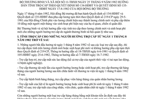 Thông tư 11-TBXH phụ cấp lương tạm thời vào lương chính phụ cấp thêm vào sinh hoạt phí hướng dẫn Quyết định 134-HĐBT 135-HĐBT