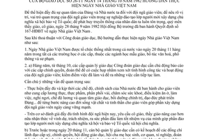 Thông tư 26-TT thực hiện ngày Nhà giáo Việt Nam