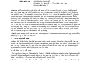 Công văn 1889/UB quy định chế độ xử lý và báo cáo khi bị mất điện, mất nước ở thành phố