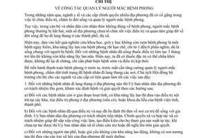 Chỉ thị 282-CT công tác quản lý người mắc bệnh phong