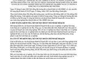 Thông tư 1367-XDKH/CN xét duyệt hoàn thành kế hoạch đơn vị sản xuất công nghiệp hướng dẫn Quyết định 146-HĐBT