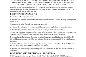 Thông tư liên tịch 2699-BGTVT-BTC/TTLT thu cước qua phà, cầu phao hướng dẫn Quyết định 159-HĐBT