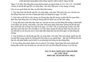 Chỉ thị 33/CT-UB thi hành quyết định Hội đồng Bộ trưởng chế độ đãi ngộ công nhân viên chức nhà nước