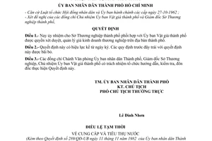 Quyết định 622/QĐ-UB giao cho Sở Thương nghiệp xét duyệt giá kinh doanh thương nghiệp