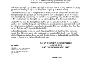 Công văn 2068/UB vấn đề cấp bách quản lý ổn định thị trường