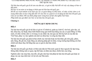 Pháp lệnh bảo vệ tài liệu lưu trữ quốc gia 1982 8-LCT/HĐNN7