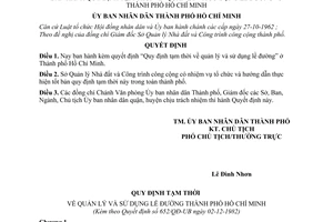 Quyết định 652/QĐ-UB   quản lý sử dụng lề đường Thành phố Hồ Chí Minh