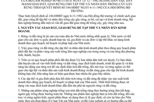 Thông tư 46-TT/HTX đẩy mạnh giao đất rừng cho tập thể nhân dân trồng cây gây rừng hướng dẫn Quyết định 184-HĐBT