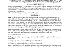 Quyết định 195-HĐBT thực hiện chế độ quyết toán vật tư trong nền kinh tế quốc dân