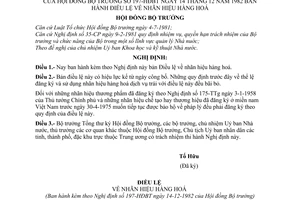 Nghị định 197-HĐBT Điều lệ về nhãn hiệu hàng hoá