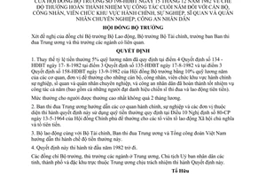 Quyết định 198-HĐBT chế độ thưởng hoàn thành nhiệm vụ công tác cuối năm CB, CNVC khu vực hành chính, sự nghiệp, sĩ quan,quân nhân chuyên nghiệp,CAND