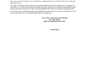 Công văn 2441/UB thu thuế doanh nghiệp vào các hợp doanh, liên doanh