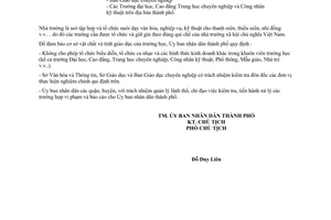 Công văn 2420/UB cấm tổ chức biểu diễn, ca nhạc và các hình thức kinh doanh khác trong khuôn viên trường học