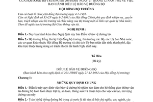 Nghị định 203-HĐBT Điều lệ bảo vệ đường bộ