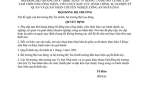 Quyết định 8-HĐBT phụ cấp tạm thời CNVC khu vực hành chính sự nghiệp; sĩ quan QĐND chuyên nghiệp, CAND