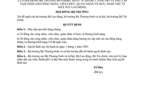 Quyết định 9-HĐBT phụ cấp tạm thời công nhân, viên chức, quân nhân về hưu, nghỉ việc vì mất sức lao động