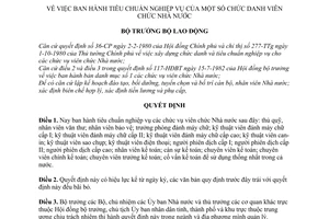 Quyết định 21-LĐ/QĐ  tiêu chuẩn nghiệp vụ chức danh viên chức nhà nước