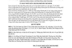 Quyết định 32/QĐ-UB quy định  tiêu chuẩn diện tích nhà làm việc, nhà phục vụ lợi ích công cộng cấp phường