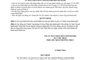 Quyết định 50/QĐ-UB giữ xe 2 bánh trong thành phố