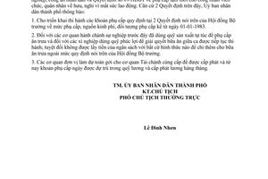 Công văn 483/UB phụ cấp tạm thời cho cán bộ công nhân viên