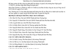 Thông báo 55/TB-UB thành lập Ban chỉ đạo phân phối lưu thông quản lý thị trường