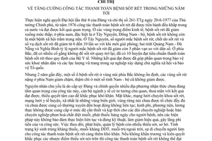 Chỉ thị 80-CT tăng cường công tác thanh toán bệnh sốt rét những năm tới