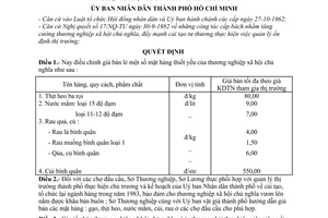 Quyết định 137/QĐ-UB giá bán lẻ theo giá kinh doanh thương nghiệp