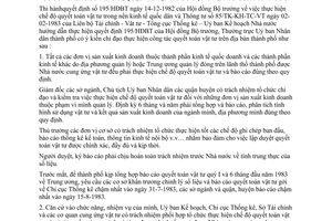 Chỉ thị 25/CT-UB  thực hiện chế độ quyêt toán vật tư trong các đơn vị kinh tế cơ sở ngành quận huyện có sử dụng vật tư nhà nước