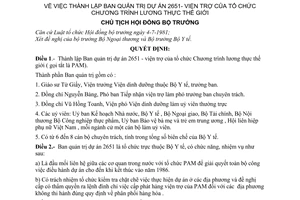 Quyết định 157-CT  thành lập Ban quản trị dự án 2651- viện trợ  tổ chức Chương trình lương thực thế giới