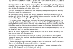 Chỉ thị 159-CT thực hiện Nghị quyết 56-HĐBT nhiệm vụ cấp bách phân cấp quản lý kinh tế năm 1983