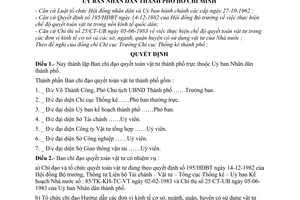 Quyết định 83/QĐ-UB thành lập Ban chỉ đạo quyết toán vật tư