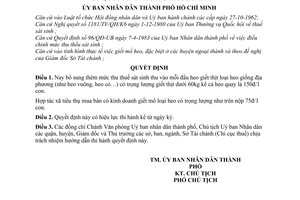 Quyết định 195/QĐ-UB  bổ sung mức thu thuế sát sinh