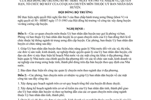 Nghị định 86-HĐBT nhiệm vụ, quyền hạn, tổ chức bộ máy của cơ quan chuyên môn thuộc Uỷ ban nhân dân huyện