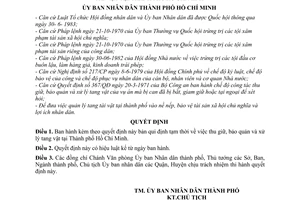 Quyết định 313/QĐ-UB thu giữ, bảo quản xử lý tang tài vật