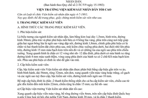 Quy định 17-V9/TC chế độ trang phục, giấy chứng minh kiểm sát viên viện kiểm sát nhân dân