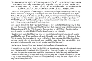 Thông tư liên tịch 118-LB/TT/NgT/NHNN phát triển hàng sản xuất tăng cường quản lý xuất nhập khẩu