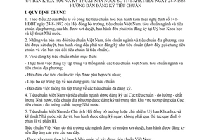 Thông tư 1141-KHKT/TĐC hướng dẫn đăng ký tiêu chuẩn
