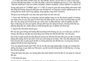 Thông tư 166-BT chuyển giao Bộ Đại học trung học chuyên nghiệp quản lý trường thuộc khối kỹ thuật công nghiệp, nông nghiệp, công trình kinh tế