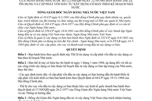 Quyết định 122-NH/QĐ Thể lệ tín dụng cấp phát vốn đầu tư XDCB