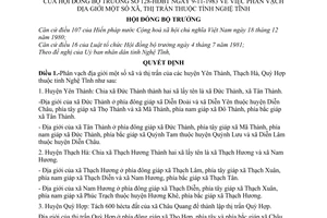 Quyết định 128-HĐBT phân vạch địa giới xã, thị trấn tỉnh Nghệ Tĩnh