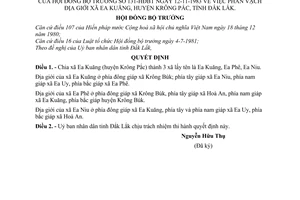 Quyết định 131-HĐBT phân vạch địa giới xã Ea Kuăng, huyện Krông Pắc, tỉnh Đắk Lắk