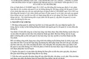 Thông tư liên tịch 236-TTLT hướng dẫn quy định chế độ quản lý cấp phát vốn quản lý sửa chữa cầu đường bộ