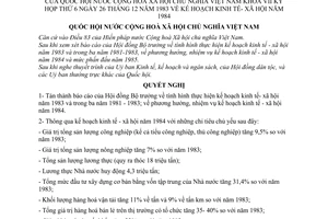 Nghị quyết kế hoạch kinh tế - xã hội năm 1984