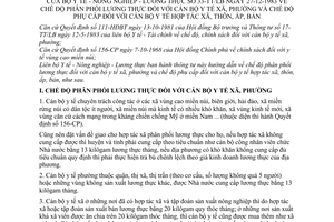 Thông tư liên Bộ 33-TT/LB chế độ phân phối lương thực cán bộ y tế xã phường chế độ phụ cấp cán bộ y tế hợp tác xã thôn ấp bản