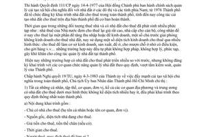 Chỉ thị 65/CT-UB khai trình nhà đất cho thuê thành phố Hồ Chí Minh