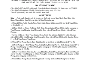 Quyết định 2-HĐBT phân vạch địa giới xã, thị trấn tỉnh Hà Nam Ninh