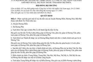 Quyết định 7-HĐBT phân vạch địa giới xã, thị trấn tỉnh Bình Trị Thiên