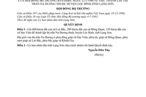 Quyết định 6-HĐBT thành lập thị trấn Na Dương huyện Lộc Bình, tỉnh Lạng Sơn