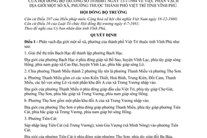 Quyết định 10-HĐBT phân vạch địa giới xã, phường thành phố Việt Trì, tỉnh Vĩnh Phú