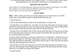 Quyết định 12-HĐBT phân vạch địa giới xã, thị trấn, phường tỉnh Đồng Nai